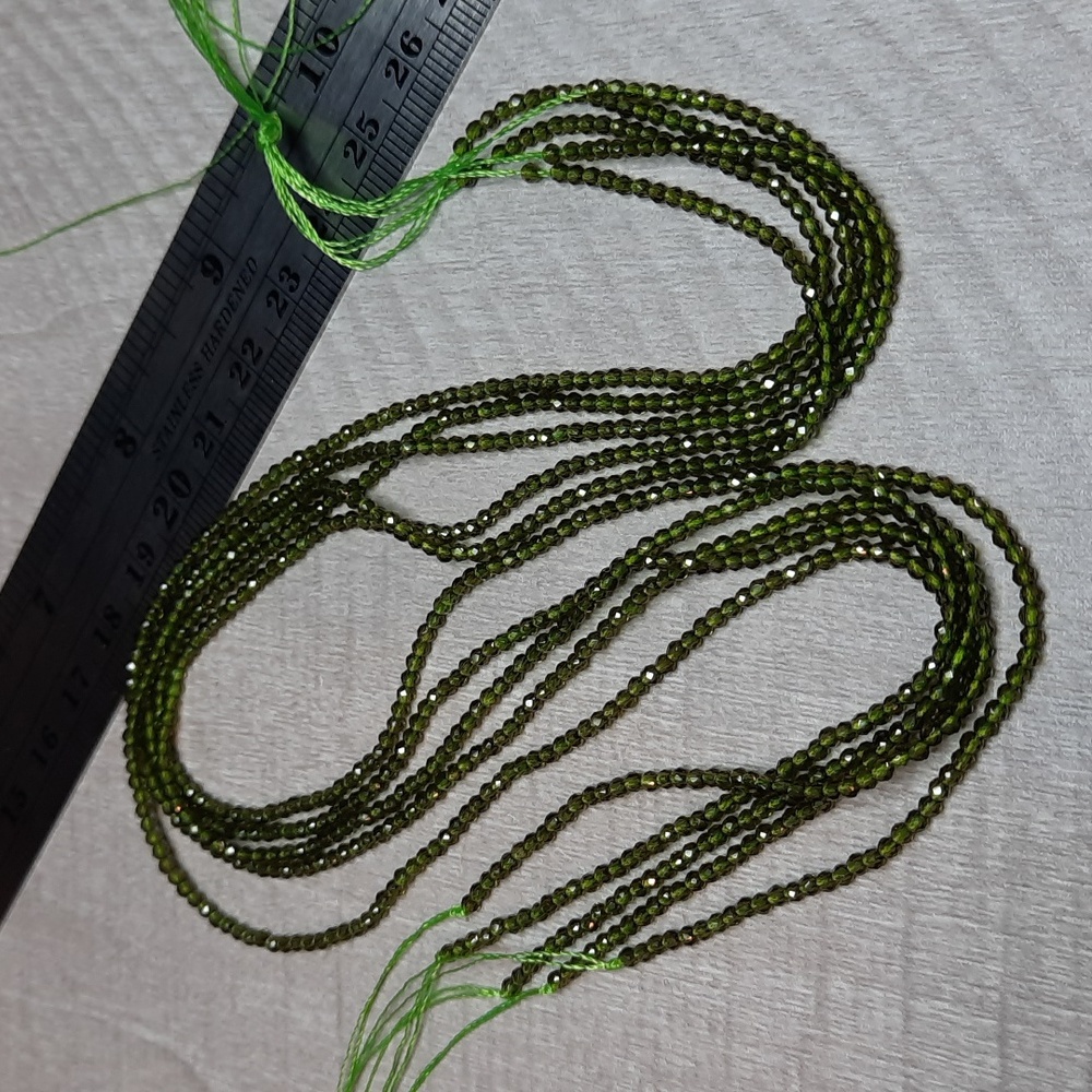 2mm Olivine Chinese Faceted Hydro Crystal 14in Strands - Picture 2 of 3